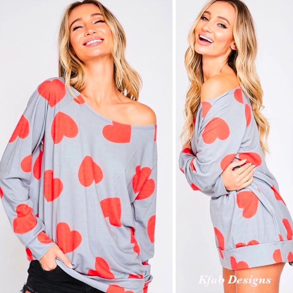 On/Off Shoulder Knit HEART TOP - Picture 9 of 11